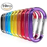 3" 10 Pcs Improved Durable Spring-loaded Gate Aluminum D Ring Carabiners Clips Hook for Home, Rv, Camping, Fishing, Hiking, Traveling