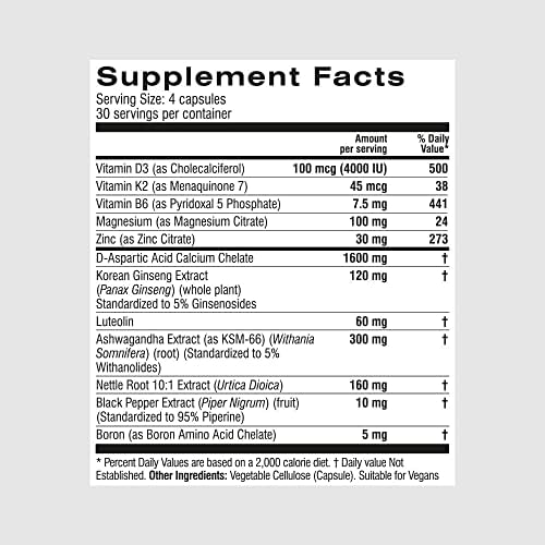 PRIME MALE Vitality – Natural Testosterone Booster for Men Over 30 – Energy, Strength, Libido & Muscle Support – 120 Capsules (30-Day Supply)