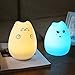SCOPOW Children Night Light Silicone Cat Smiley [ Sensitive Tap Control, USB Rechargeable, Warm / White Light, 7-Color Breathing Light ] Portable Lamp Nursery for Gift Baby Adult Bedroom