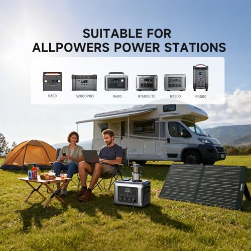 ALLPOWERS SOLAX SE100 100W Solar Panel Solar Charger for S2000 PRO R600 R1500 LITE R2500 R4000 Solar Generator, Foldable Solar Panel with Adjustable Kickstand for Outdoor Camping Indoor RV