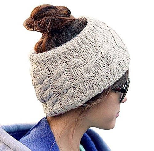 JOVANA Winter Warm Twist knitting wool hat headgear Women s Ladies Korea Knit Crochet flora Twist Style Headband Head Wrap (Beige)