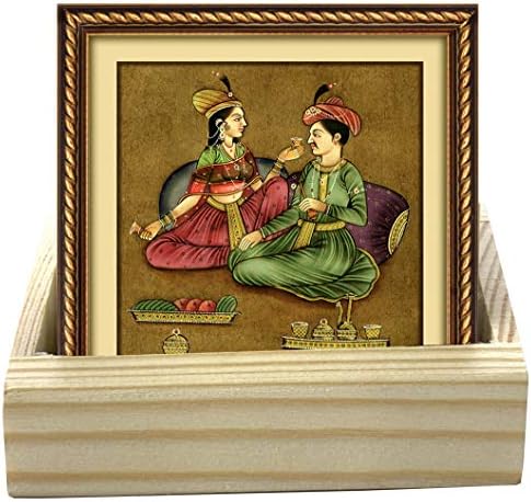 Art Bazar Acrylic Coasters, Set of 6, Mughal Art