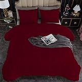 3Pcs Pinch Pleated Comforter Set - Burgundy Solid