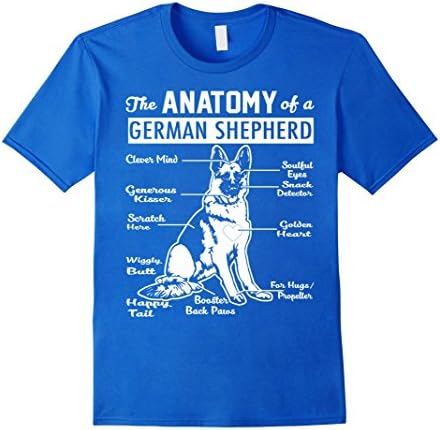Mens The Anatomy Of A German Shepherd Shirt Large Royal Blue