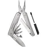 ROXON S803E Elite Flash Multi tool with 21 functions including strong plier | Flint Rod, full-size lockable blades for Outdoor Essential Tool (D2 Blade)