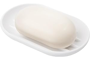 Umbra Touch Soap Dish for Bathroom - Modern Oval Shape for Sink - Durable and Easy to Clean, White