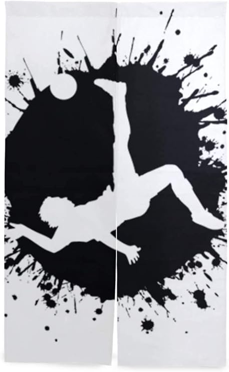 Amazon Tinzzeros のれん おしゃれ サッカーキックスプラッター 光や風を通し 目隠しロング暖簾 かっこいい 料理屋の シンプル無地 お手洗い 吸水性や 風景画 プライバシーカット 突っ張り棒付き 幅70 丈150 のれん オンライン通販