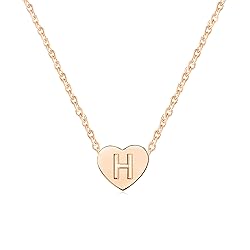 MiniJewelry Rose Gold Love Heart Initial H Letter