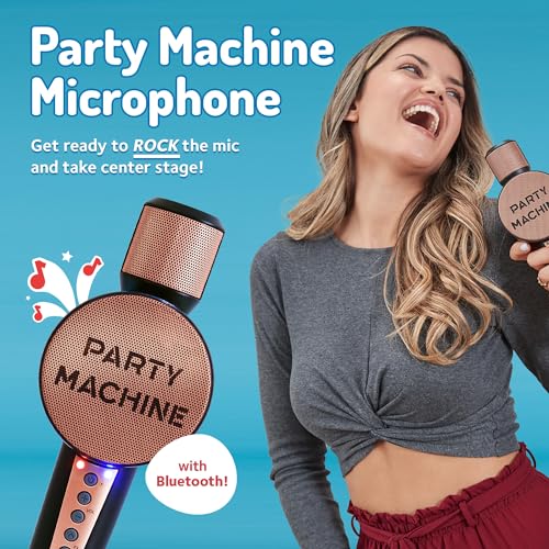 Singing Machine Wireless Karaoke Microphone for Kids & Adults, Party Machine Mic (Rose Gold