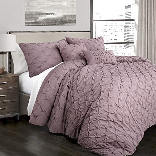 Lush Decor Woodrose Ravello Shabby Stylish Model Pintuck 5 Piece Comforter Set with Pillow Shams King