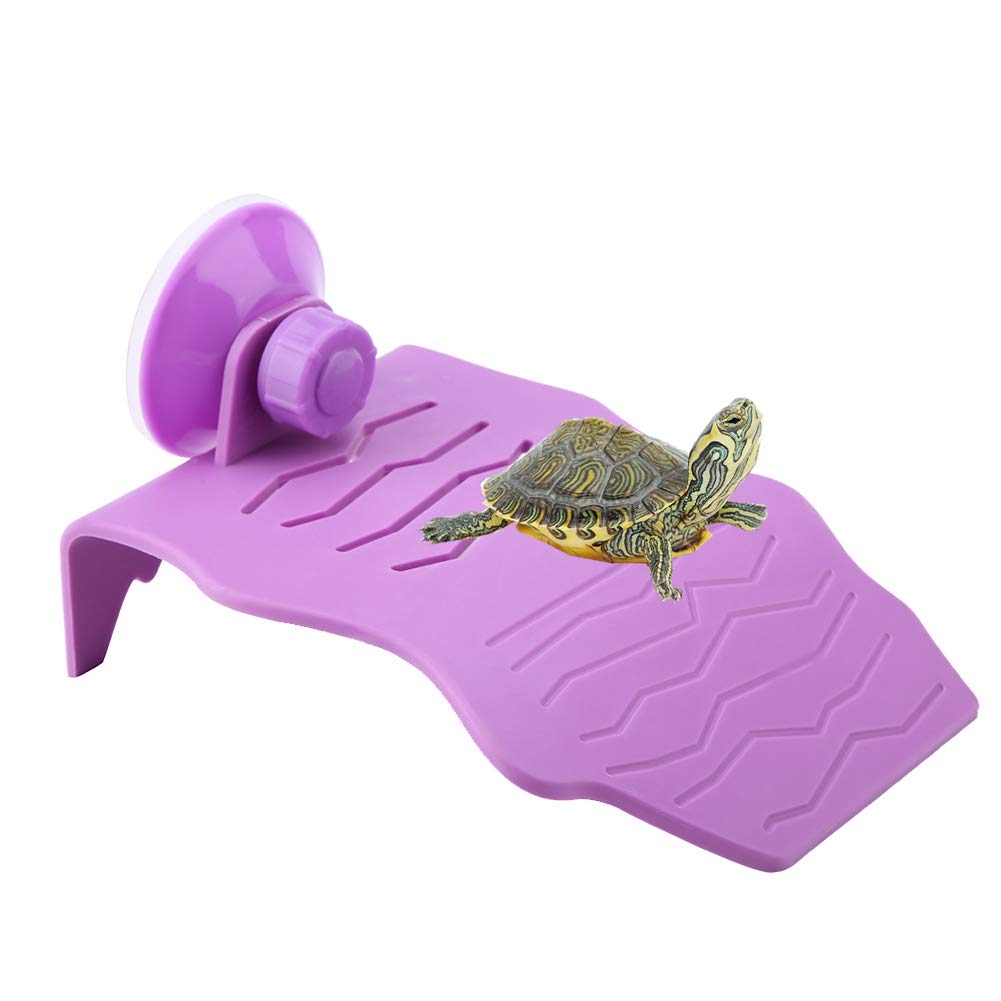 Plastic Turtle Basking Platform Dock Turtle Resting Terrace Aquarium Fish Tank Climbing Floating Island with Suction Cup for Reptiles & Amphibians Sun Bathing, Resting, Playing(Purple, S)