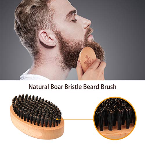 BFWood Beard Travel Kit Boar Bristles Beard Brush, Beard Comb