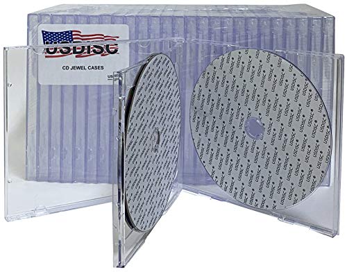USDISC CD Jewel Cases Standard 10.4mm, Triple 3 Disc, Clear, Pack of 25