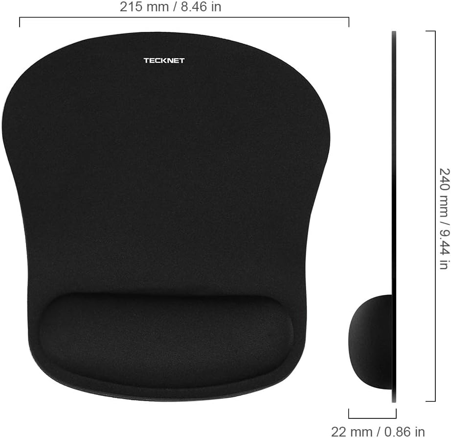 TeckNet Ergonomic Gaming Office Mouse Pad Mat Mousepad with Rest Wrist Support - Non-Slip Rubber Base - Special-Textured Surface (Black): Computers & Accessories