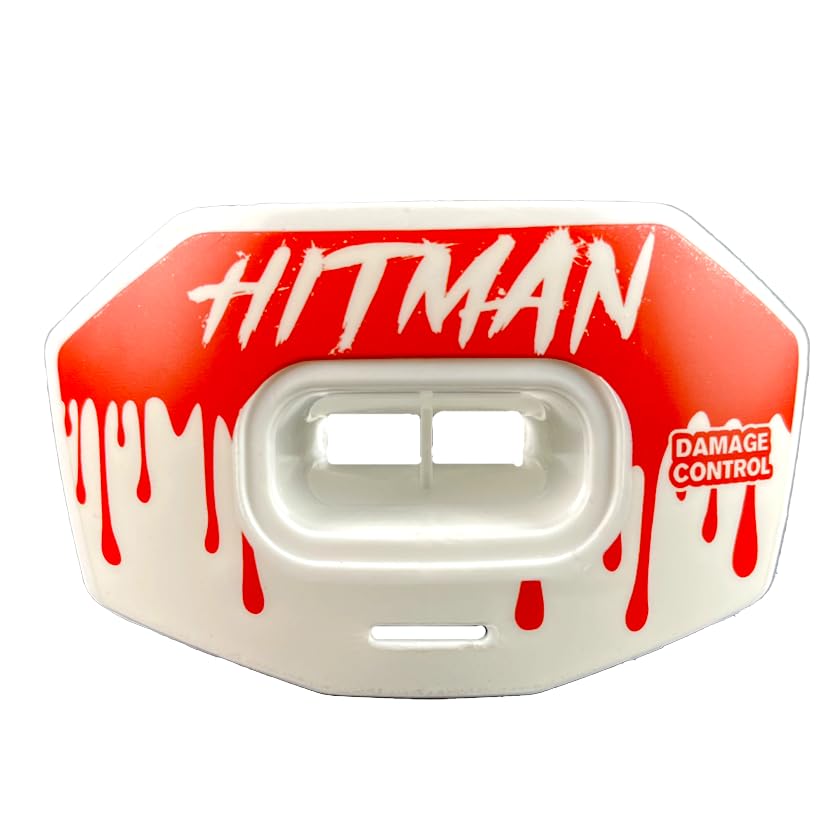 Photo 1 of DAMAGE CONTROL Youth Football Mouth Guard – Breathable No Boil Mouthpiece, Protects Lips & Teeth, Works with Braces, Includes Helmet Strap – Sports Gear & Accessories (Hitman)
