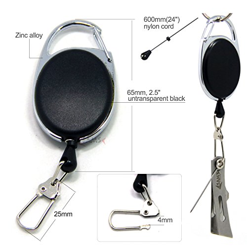 SAMSFX Fishing Tippet Line Nippers Fly Line Clippers Snips, Hook Eye Cleaner, Hook Sharpener with Zinger Retractors (Line Nipper with Oval Retractors)
