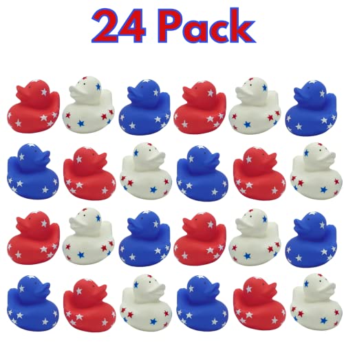 Patriotic Rubber Ducks (24 Pack) Bulk 2" Memorial Day Party Favors