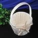 AW BRIDAL Ivory Satin Flower Girl Basket with Sea Star and Seashell, Perfect for Beach Themed Wedding
