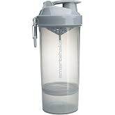 Smartshake O2GO ONE 800 ml/27 oz Protein Shaker Bottle | Silent Mixing | Leak-Proof Shaker Bottle | Shaker Cups For Protein Shakes | Gym Shaker Bottle | Durable, BPA-Free, Dishwasher Safe | Mist Gray