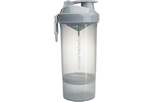 Smartshake O2GO ONE Plastic Protein Shaker Bottle 800 ml | 27 oz - Leakproof Screw-on Lid - BPA Free – Unisex - Mist Gray