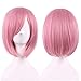 Short Pink Bob Wigs Straight Wig for Women Girls with Bangs 11 Inch BU029PK