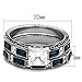 FlameReflection Blue Princess Cut Engagement Rings Stainless Steel Women's Wedding Set Size 5-10 SPJ