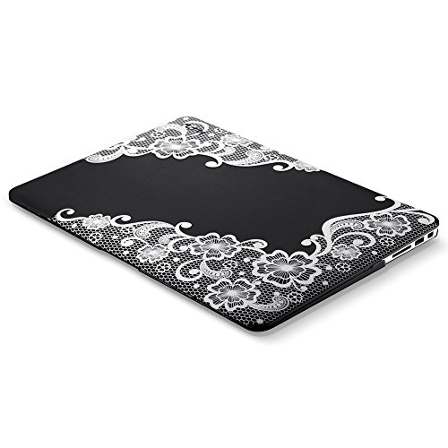 MacBook Air 13 inch Case A1466 A1369, Kuzy Rubberized Hard Cover (Older Version 2017, 2016) - LACE Black - Thumbnail 6