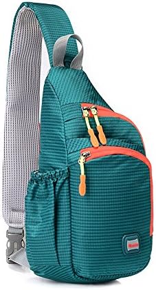 Awaytoy 14" Crossbody Bag Nylon Oneshoulder Outdoor Sling Pack for Walking Running Cycling Dark Green