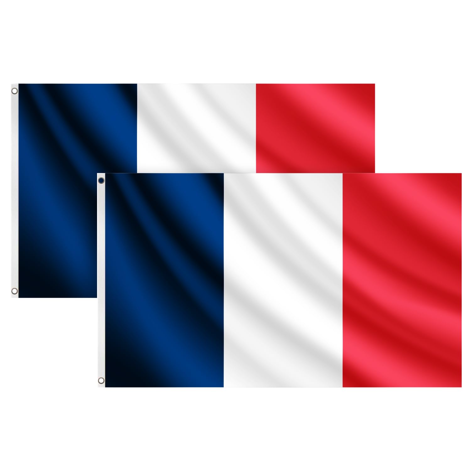 COCOSY 2 Pack Flags -3 x 5 Ft / 90 x 150 cm 100% Polyester Flag with Brass Eyelets - Weatherproof & Durable Flag for Sports & Celebrations (2 Pcs France)