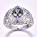 Veunora Silver Plated 8x8mm Created Rainbow Topaz Cubic Zirconia Filled Twisted Knot Hollow Women Ring Size 7