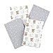Cuddletime 4 Piece Starry Night Owls Flannel Receiving Blankets, Gray