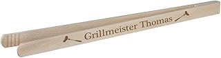 polar-effekt Grillzange mit hochwertiger Namens Gravur - Buchen-Holz 40cm - Holzzange für Küche und Grill, ideal zum Grillen - Personalisiertes Geburtstags Geschenk für Männer