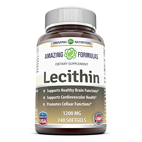 Amazing Formulas Lecithin Dietary Supplement * 1200 mg High Potency Lecithin Softgels * Promotes Brain & Cardiovascular Health * Aids in Cellular Activities * 240 Softgels