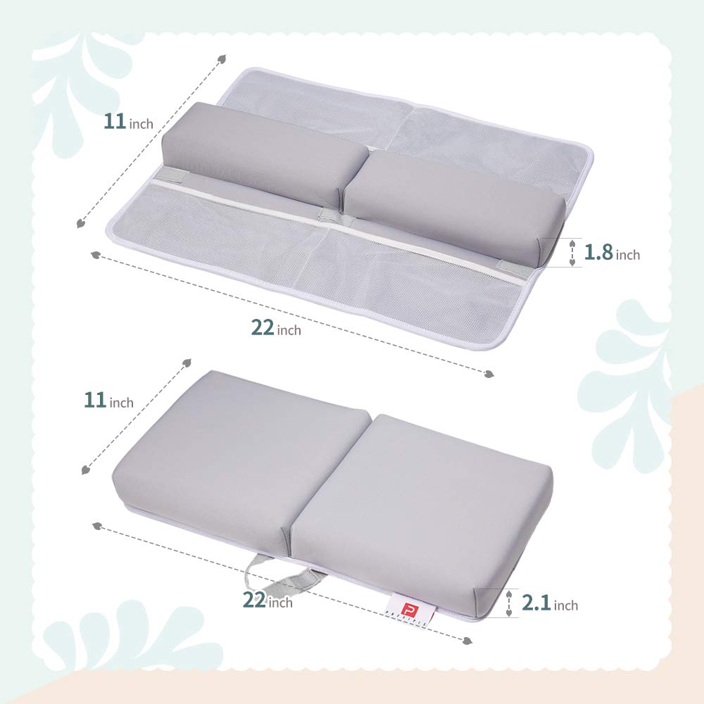 PRESIPIS Bath Kneeler and Elbow Rest Baby Accessories–2.1inch Comfortable Extra Cushion–Bathtub Accessories for Baby–Padded Knee Cushion Mat for Mom and Dad–Strong Suction Cups–Two-Side Mesh Pockets : Baby