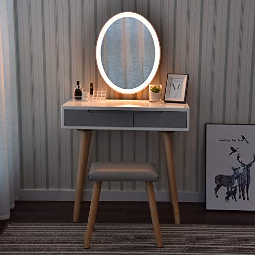 ARTETHYS Vanity Table Set with Adjustable Brightness Mirror and