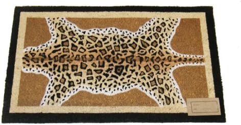 Geo Crafts 18-Inch x 30-Inch PVC Backed Coir Doormat, Leopard Skin