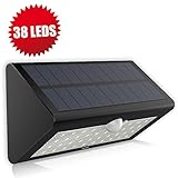 Solar Motion Sensor Light, Fugetek FT-38L, Super Bright 38 LED, Genuine LG Rechargeable Batteries, Solar Powered Wireless Water-proof Motion Activated Solar Energy Home Office Security Light