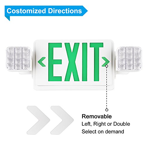 SPECTSUN Exit Sign with Emergency Light, Green Emergency Exit Lights with Battery Backup - 6 Pack, Emergency Exit Sign Battery Backup/Emergency Exit Light/Lighted Exit Sign Battery