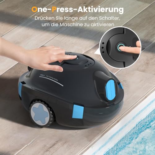 Y10 Wireless Pool Robot | Powerful Automatic Vacuum Cleaner, 120 Minutes Autonomy & Self-Parking, Designed for In-Ground Pools and Flat-Bottom Pools up to 100 m² (Black)