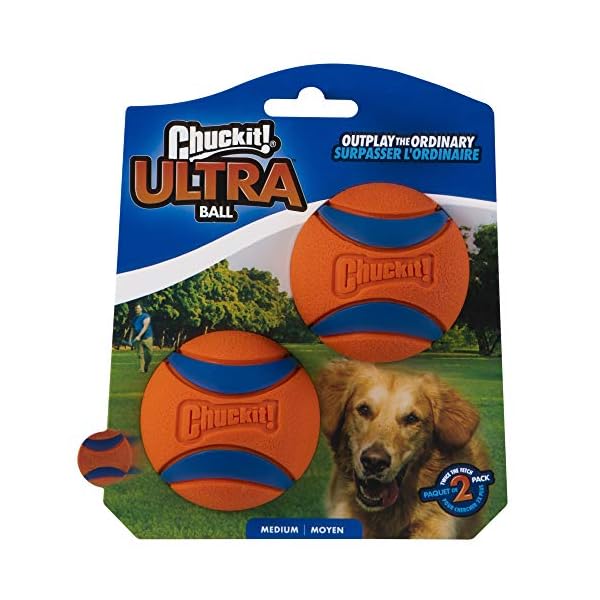 Chuckit-Ultra-Ball-Durable-High-Bounce-Rubber-Dog-Ball-Launcher-Compatible-2-Pack-Medium ChuckIt! Ultra Ball Dog Toy, Durable High Bounce Floating Rubber Dog Ball, Launcher Compatible Toy For Dogs, Medium…