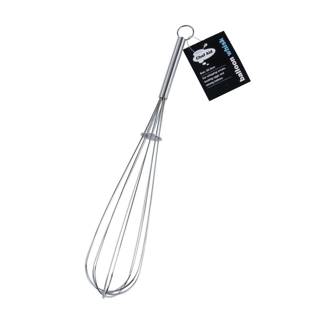Chef Aid Balloon Whisk, Made with Stainlees Steel wires and traditionally Balloon shaped to aid effortless Whisking, Stirring, Blending and Beating, Measures 30.5cm / 12 inches