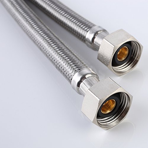 SonTiy Water Supply Line Braided SUS 304 24-Inch Faucet Connector 3/8" Female Compression Thread x 1/2" I.P CUPC and NSF Standard Pack of 2 (1 Pair) - Thumbnail 2