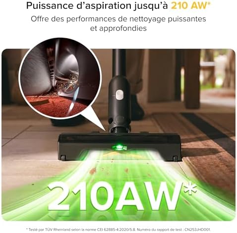 H60 Ultra Aspirateur Balai sans Fil, 210AW, 90 Min d’Autonomie