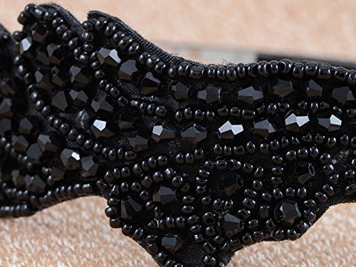 Alilang Womens Black Beads Vintage Inspired Gatsby Flapper 1920s Headband Piece