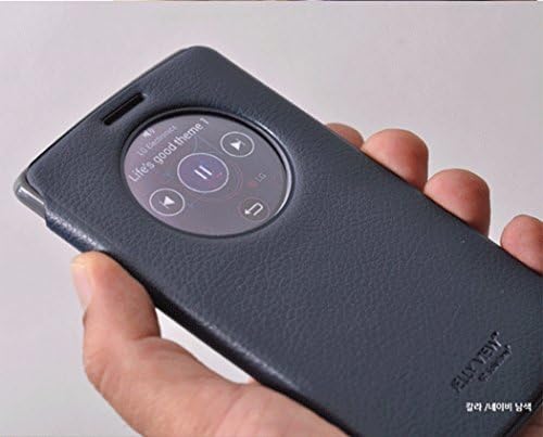 LG G4 Case,[NAVY] IST Leather [Quick Circle View] Leather Flip Cover Case Jelly Shell Cover Auto ON/Off For LG G4 (Navy)