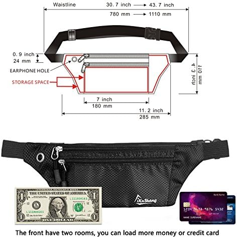 iKuShang Waist Pack Fanny Pack Waist Bag Hide Purse Money Belt Water Resistant Running Belt Travel Bum Bag