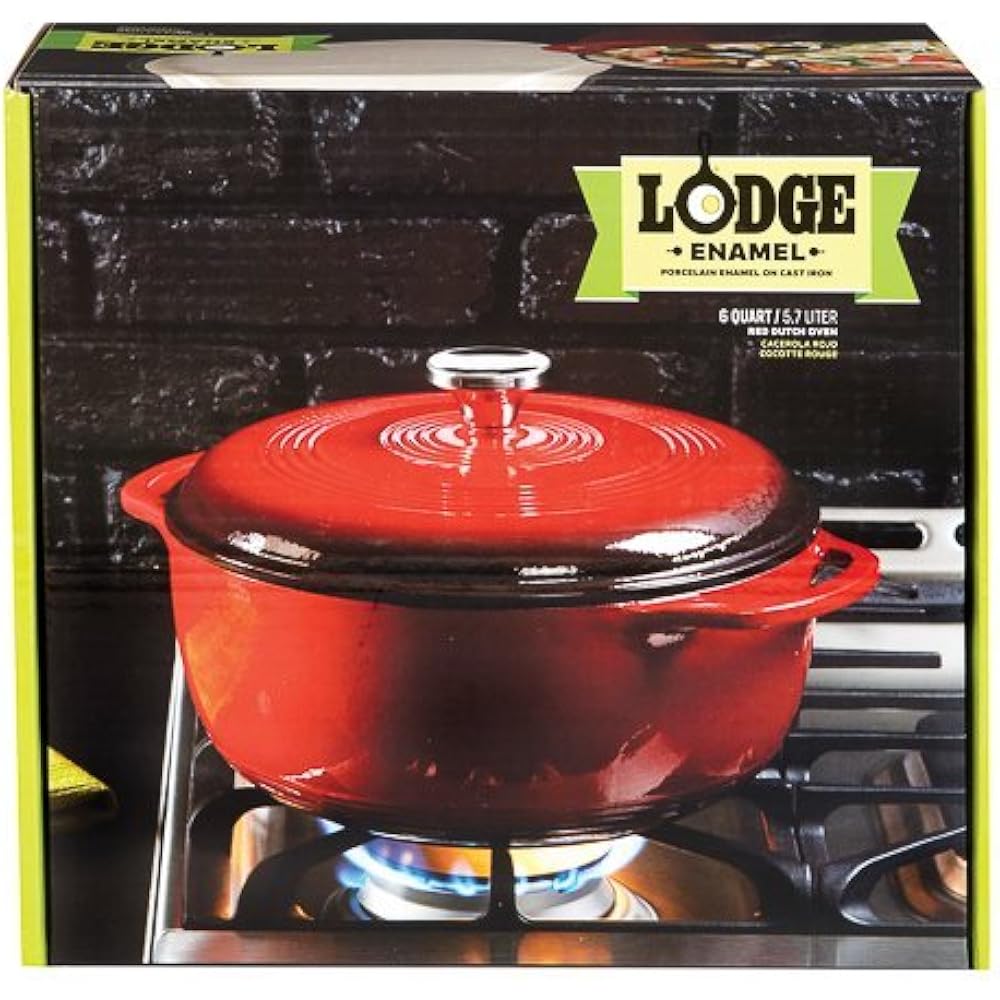 6 Quart Enameled Cast Iron Dutch Oven. Classic Red (Island Spice Red