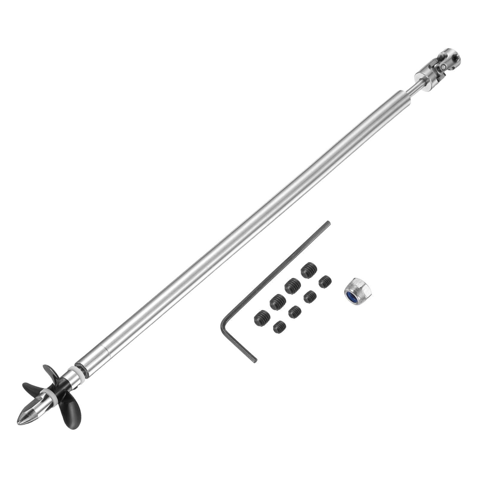 sourcing map Drive Shaft Three Propeller and Coupling Joint for RC Boat Coupler Assemble Kit, L29.5cm Shaft, L25cm Sleeve, D3.6cm Three Propeller, Fit for 5mm Motor Shaft