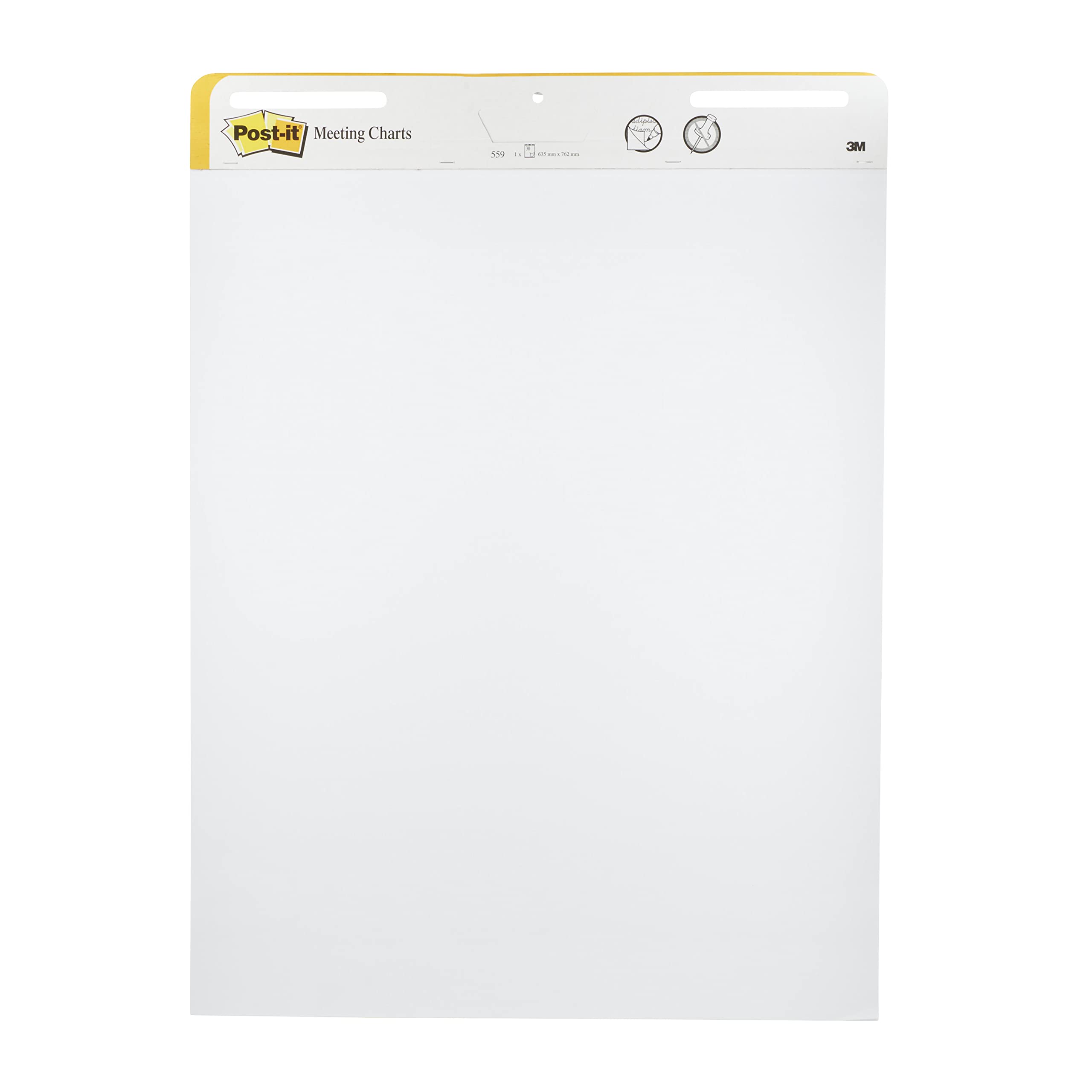 Post-it Super Sticky Meeting Charts, Pack of 1 Pad, with 30 Sheets,635 mm x 762 mm, White Color - for Brainstorming Anywhere and Keeping All Ideas Visible