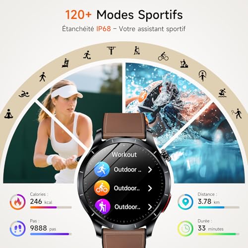 Lgnitek 2026 New Men's Smart Watch with ECG+HRV/Blood Pressure/IMC,1.43" AMOLED Smartwatch with SOS Function, 24/7 Heart Rate/SpO2/Sleep Monitor, IP68 for Android/iOS